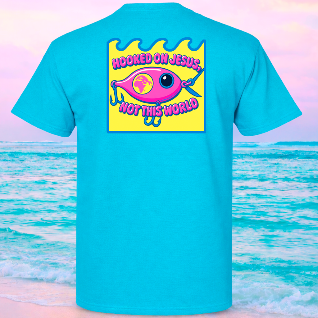 (08) Seek Truth Hooked on Jesus Lure Christian T-Shirt - Comfort Colors Short Sleeve Tee