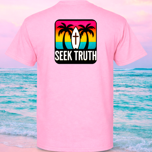 (31) Seek Truth Twin Palms Christian T-Shirt Comfort Colors Short Sleeve Tee