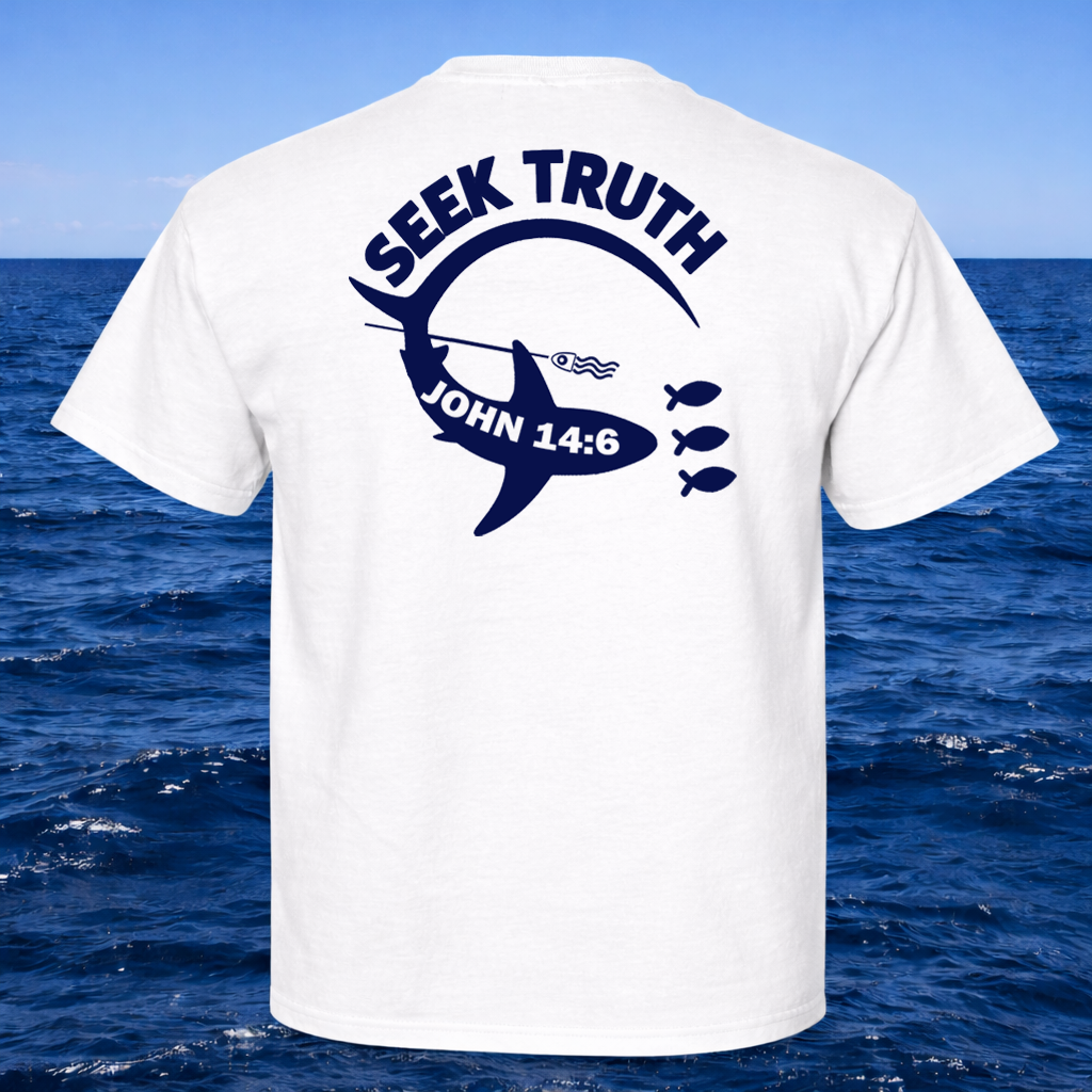 Christian Thresher Shark T-Shirt – John 14:6 “Seek Truth” Comfort Colors Tee