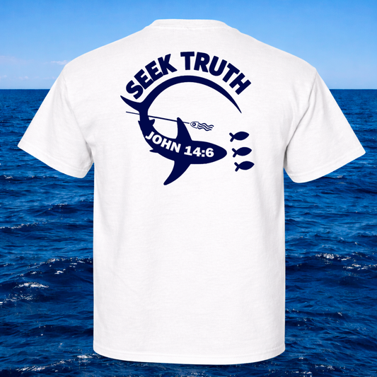 Christian Thresher Shark T-Shirt – John 14:6 “Seek Truth” Comfort Colors Tee