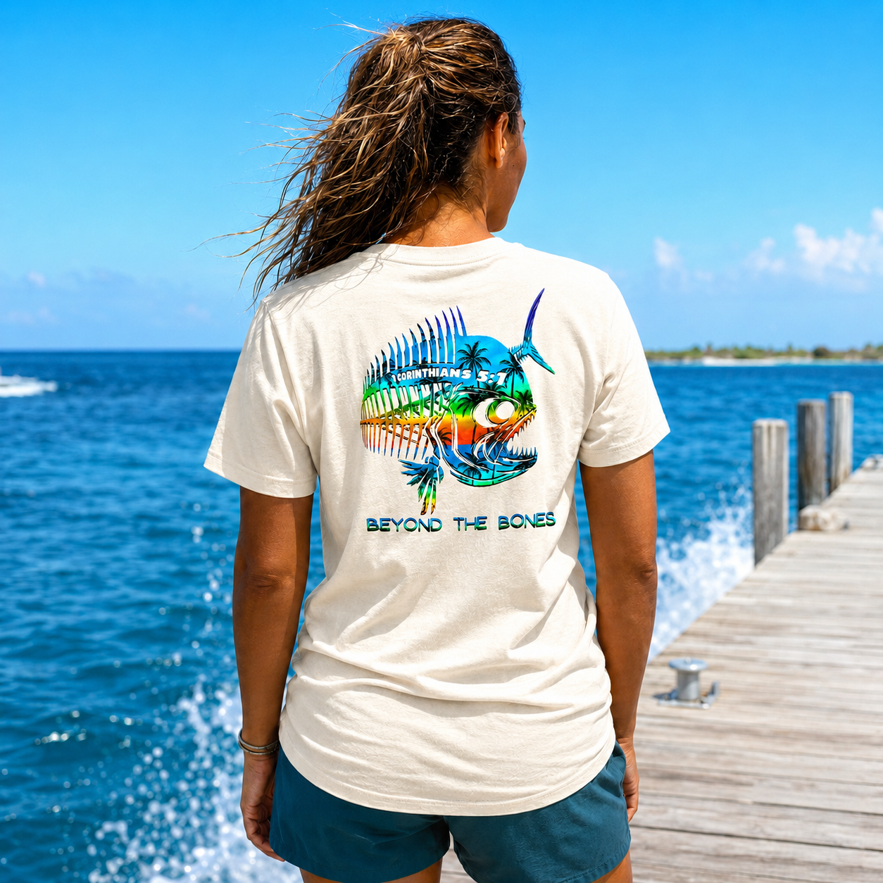 Beyond the Bones 2 Corinthians 5:1 Christian Fish Skeleton T-Shirt