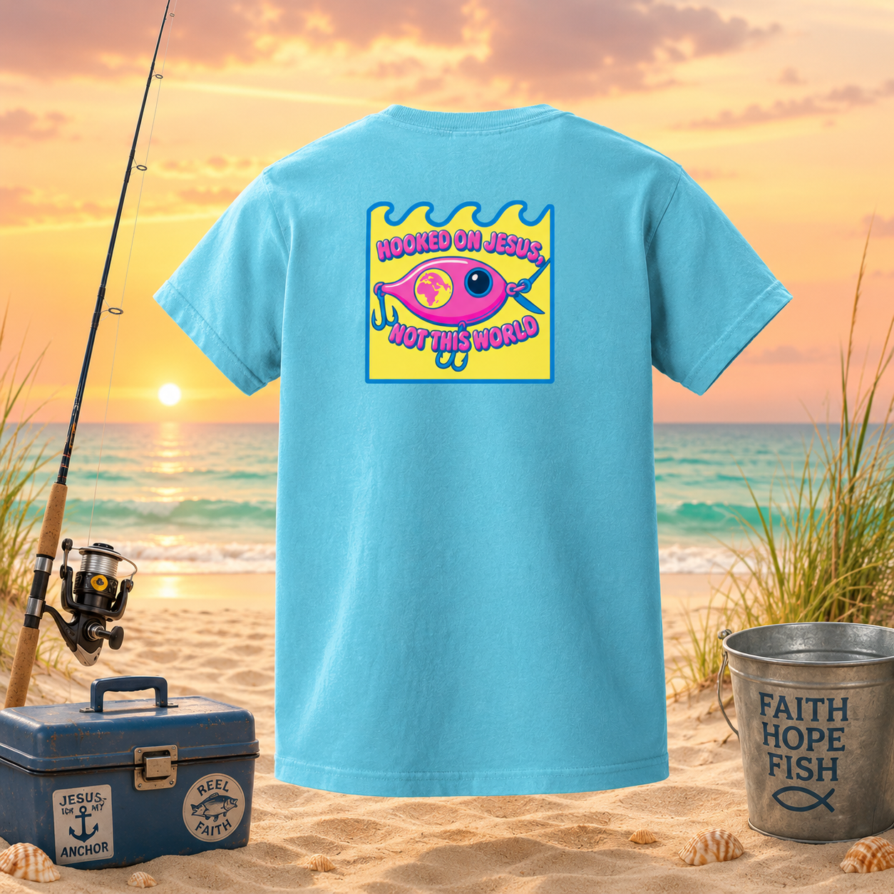 Kids Christian Fishing Faith T-Shirt – “Hooked on Jesus” Seek Truth Youth Tee