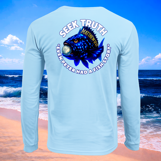 (LS09) Seek Truth Matthew 17:27 Grouper Christian T-Shirt - Comfort Colors Long Sleeve Tee