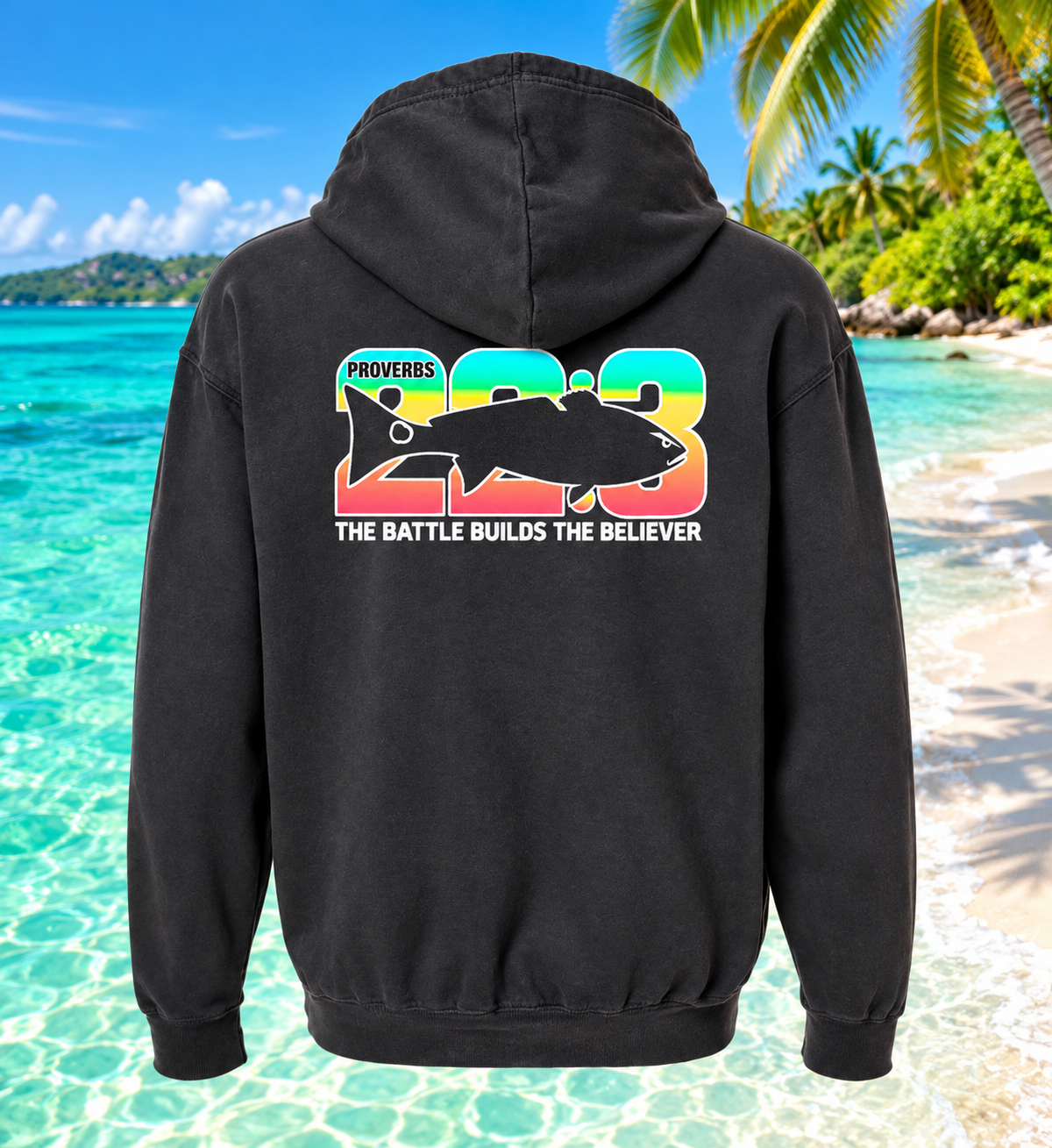 Proverbs 22:3 Red Drum Christian Hooded Fishing Sweatshirt