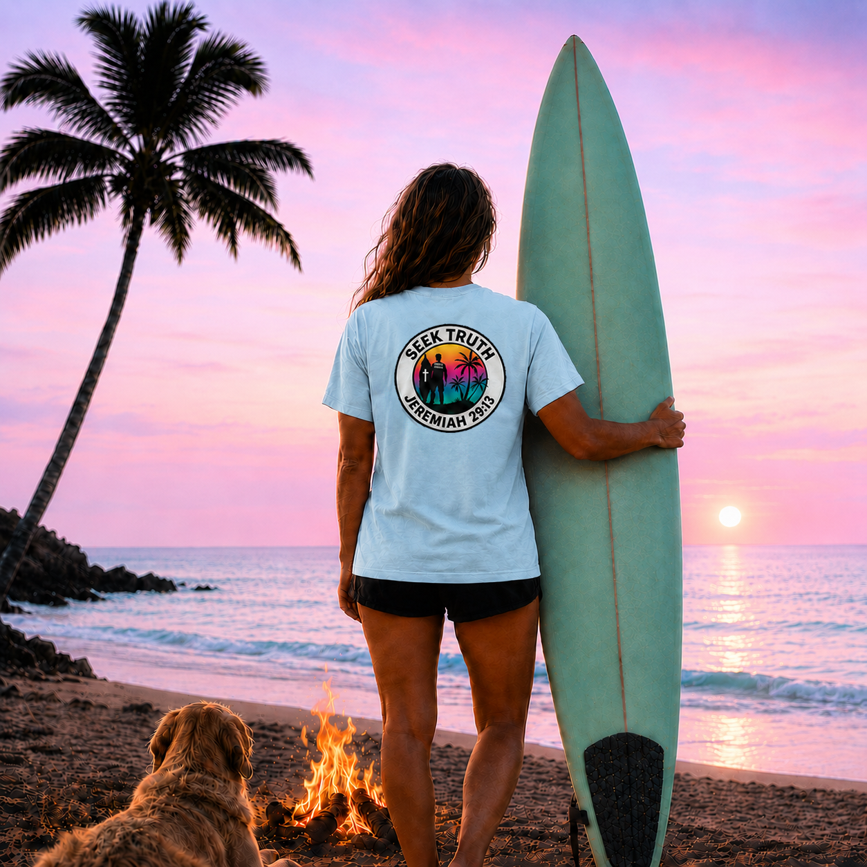 Christian Lone Surfer T-Shirt – Jeremiah 29:13 “Seek Truth” Comfort Colors Tee