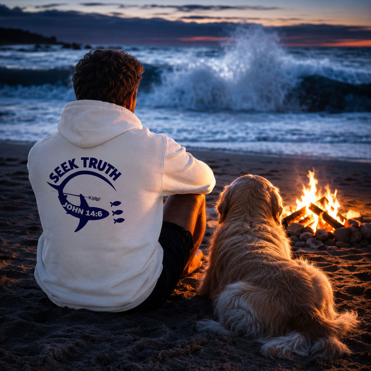 Christian Faith Hoodie – John 14:6 Seek Truth Comfort Colors Pocket Hoodie