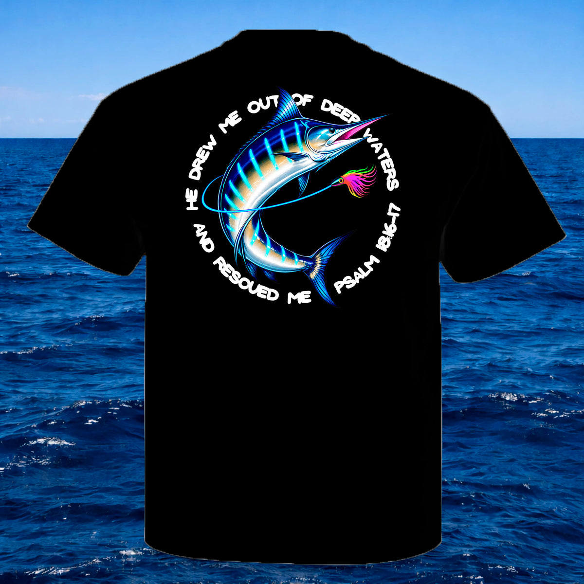 Christian Faith T-Shirt – Psalm 18:16 Marlin "Seek Truth" Comfort Colors Tee