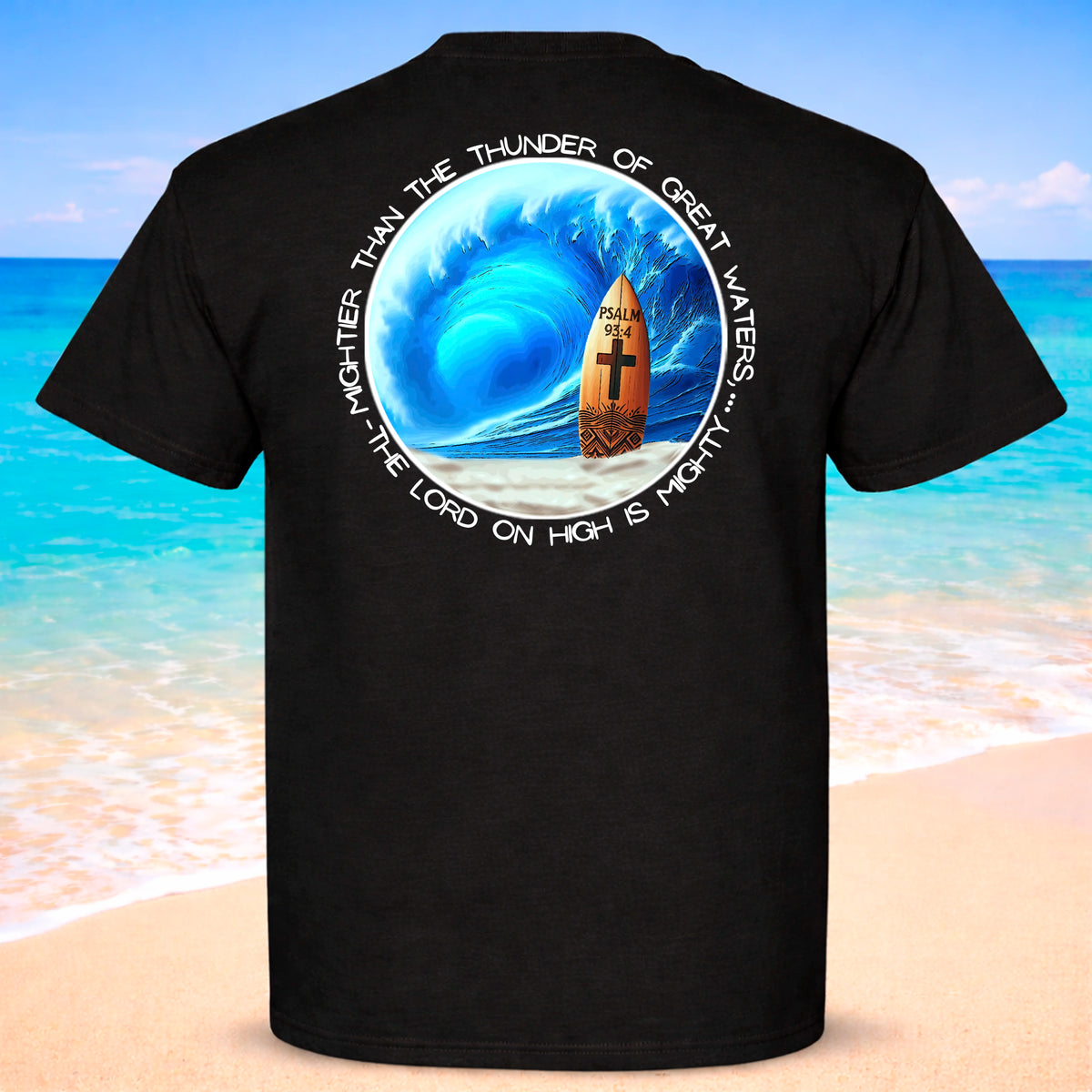 Christian Surfboard T-Shirt – Psalm 93:4 “Seek Truth” Comfort Colors Tee