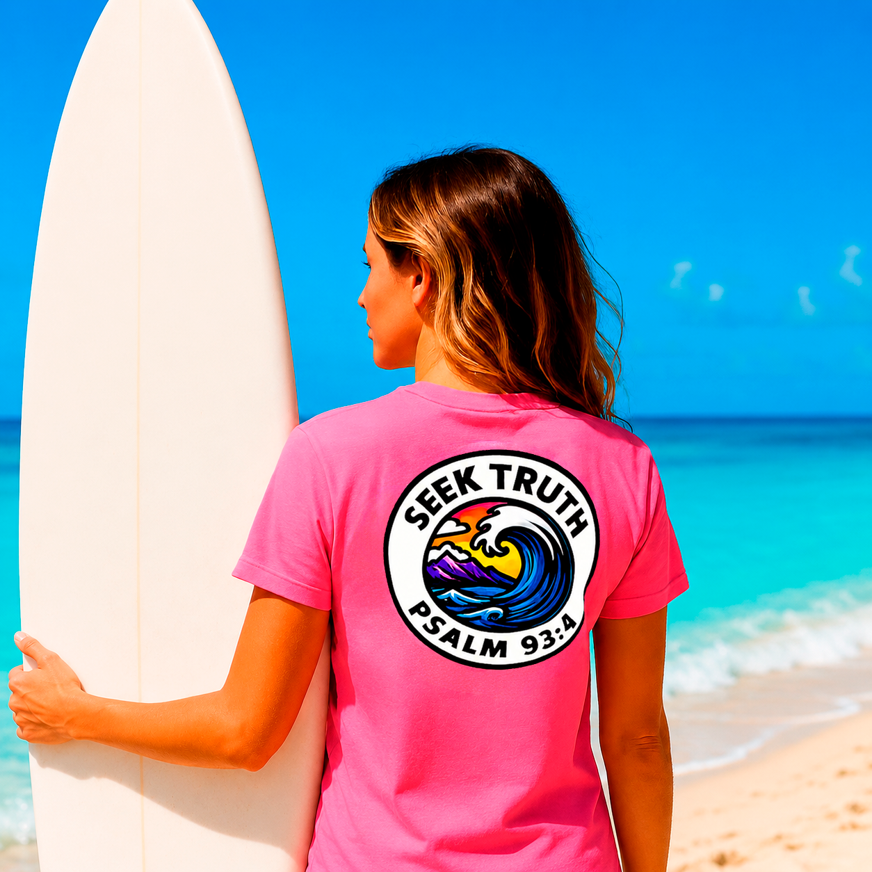 Christian Ocean Wave T-Shirt – Psalm 93:4 “Seek Truth” Comfort Colors Tee