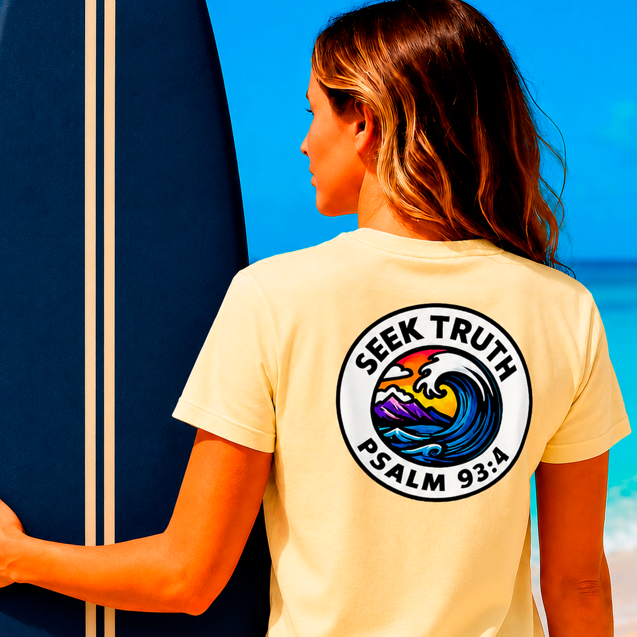 Christian Ocean Wave T-Shirt – Psalm 93:4 “Seek Truth” Comfort Colors Tee