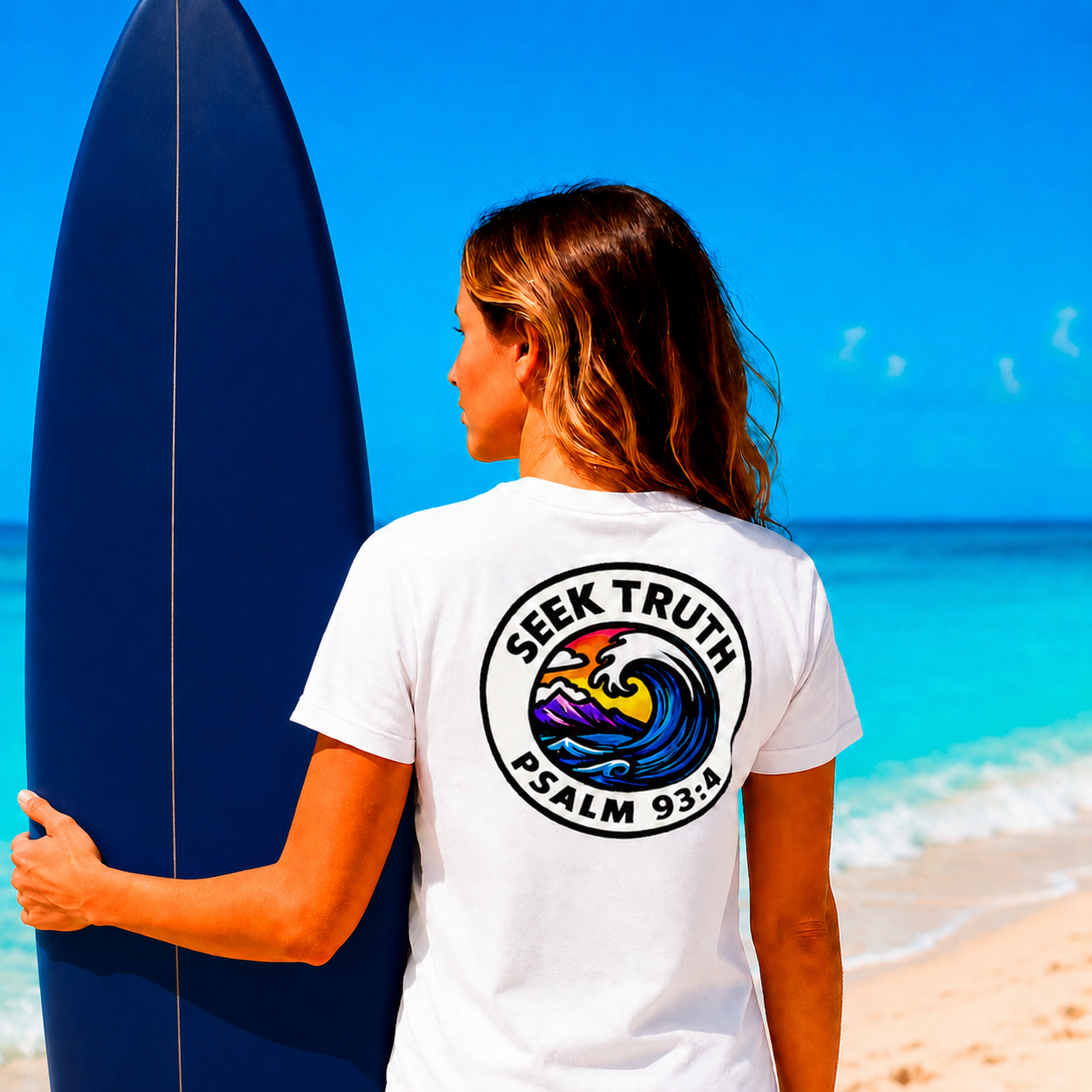 Christian Ocean Wave T-Shirt – Psalm 93:4 “Seek Truth” Comfort Colors Tee