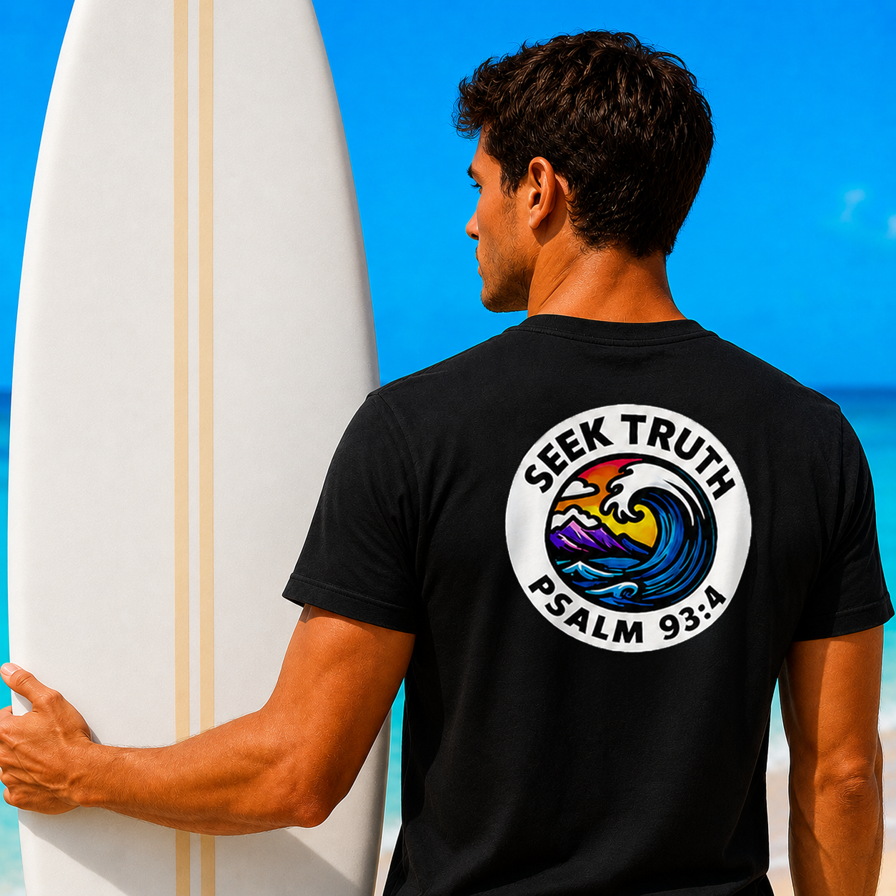 Christian Ocean Wave T-Shirt – Psalm 93:4 “Seek Truth” Comfort Colors Tee
