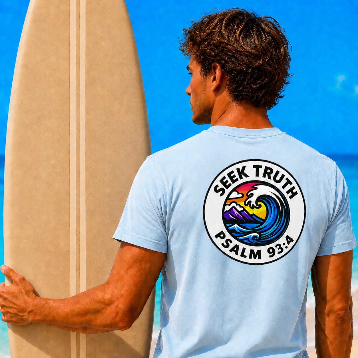 Christian Ocean Wave T-Shirt – Psalm 93:4 “Seek Truth” Comfort Colors Tee