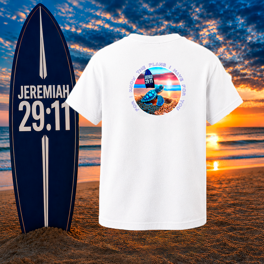 Kids Christian Sea Turtle Hatchling T-Shirt – Jeremiah 29:11 “Seek Truth” Youth Tee