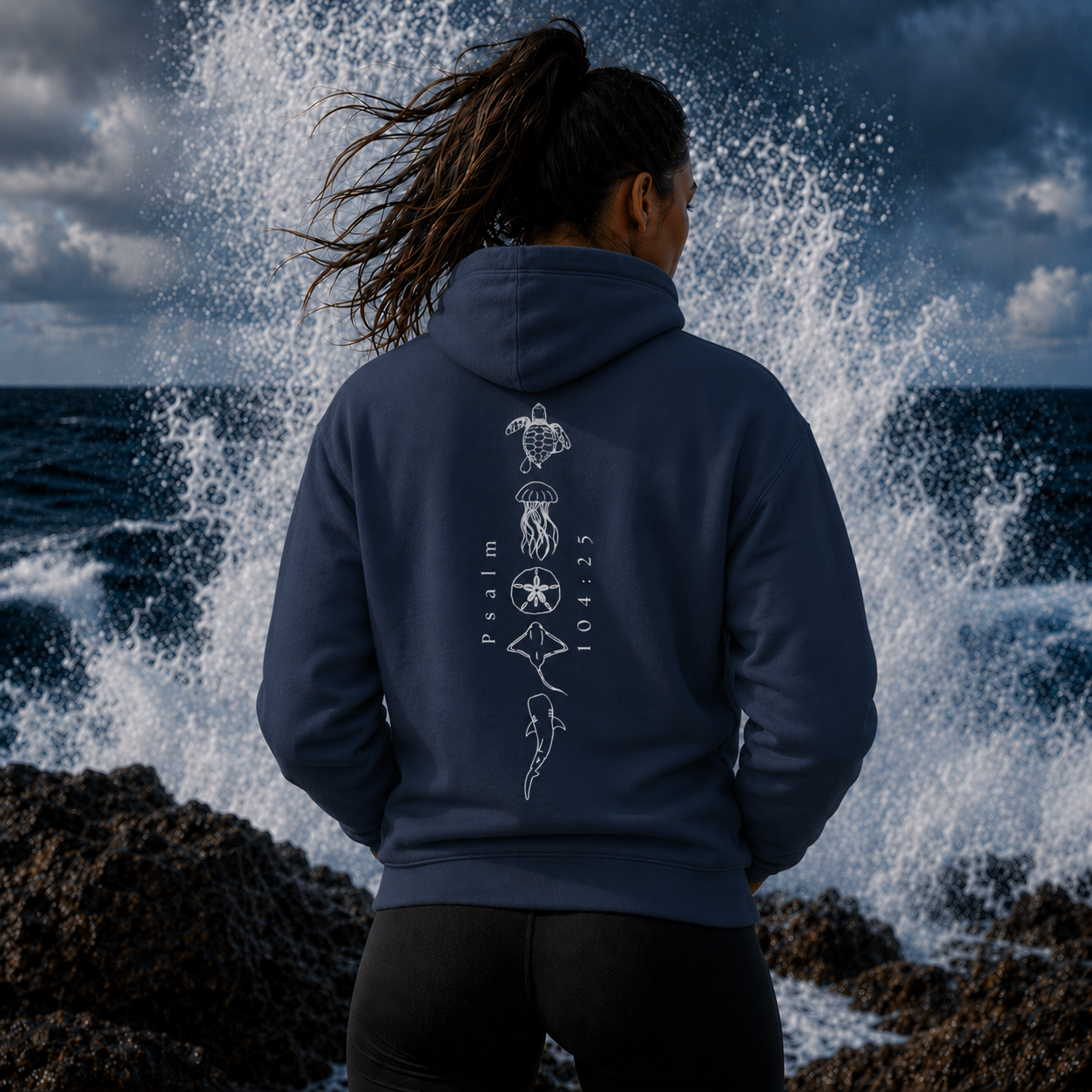 Christian Ocean Creation Hoodie – Psalm 104:25 Seek Truth Comfort Colors Pocket Hoodie