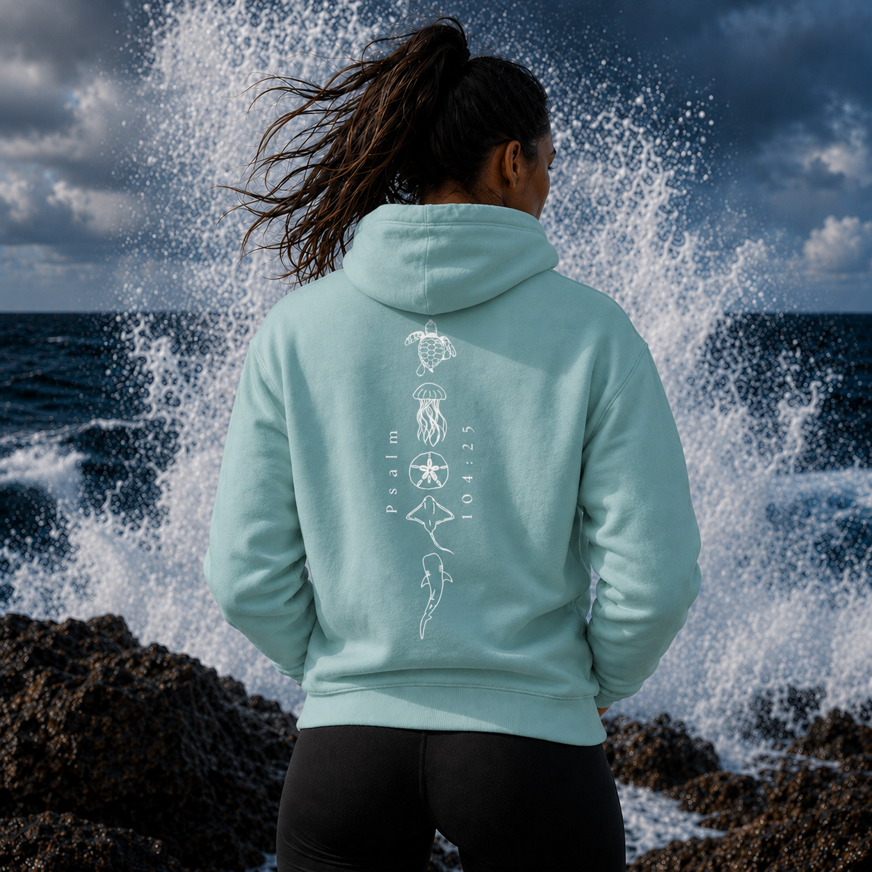 Christian Ocean Creation Hoodie – Psalm 104:25 Seek Truth Comfort Colors Pocket Hoodie
