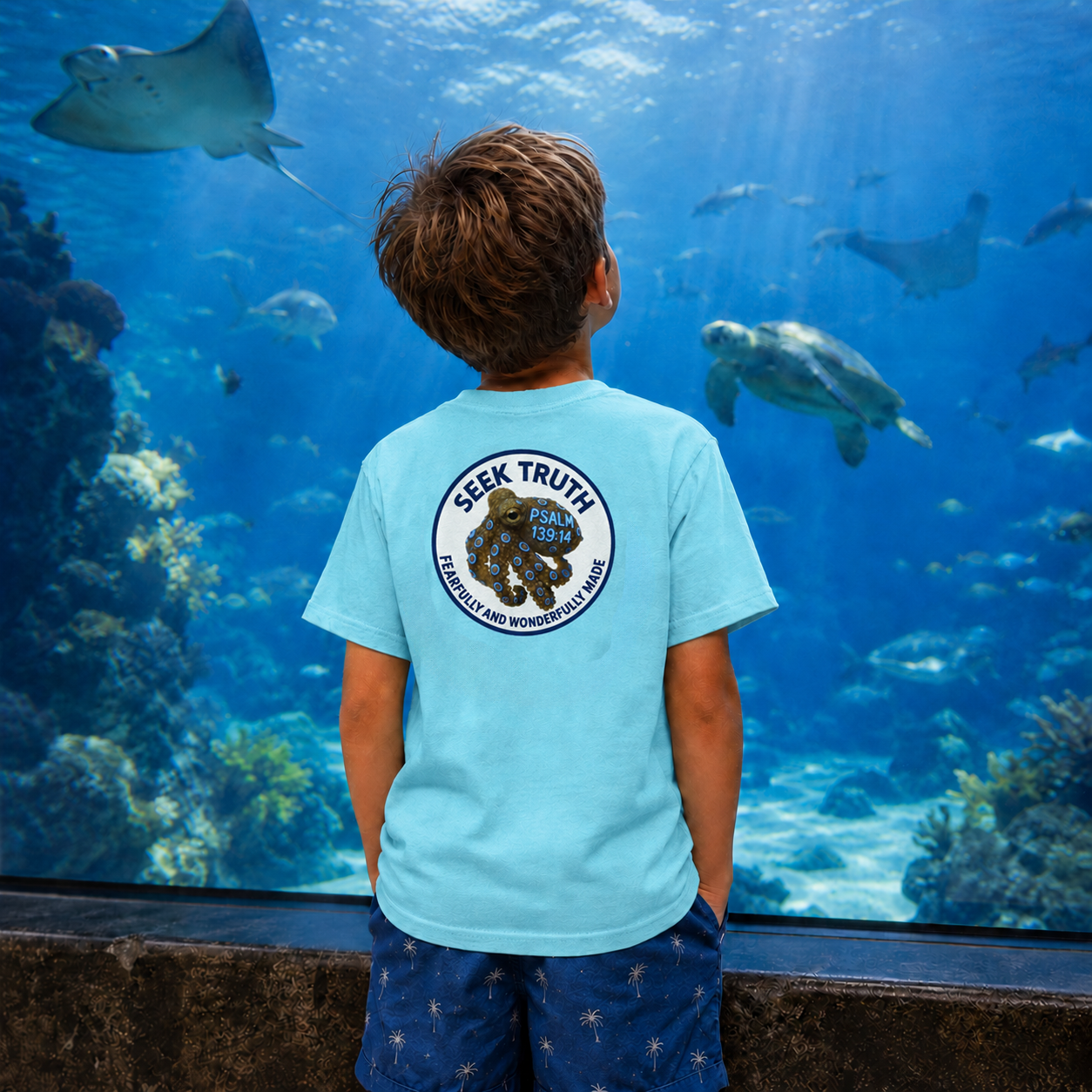 Kids Christian “Fearfully & Wonderfully Made” T-Shirt – Psalm 139:14 Seek Truth Youth Tee
