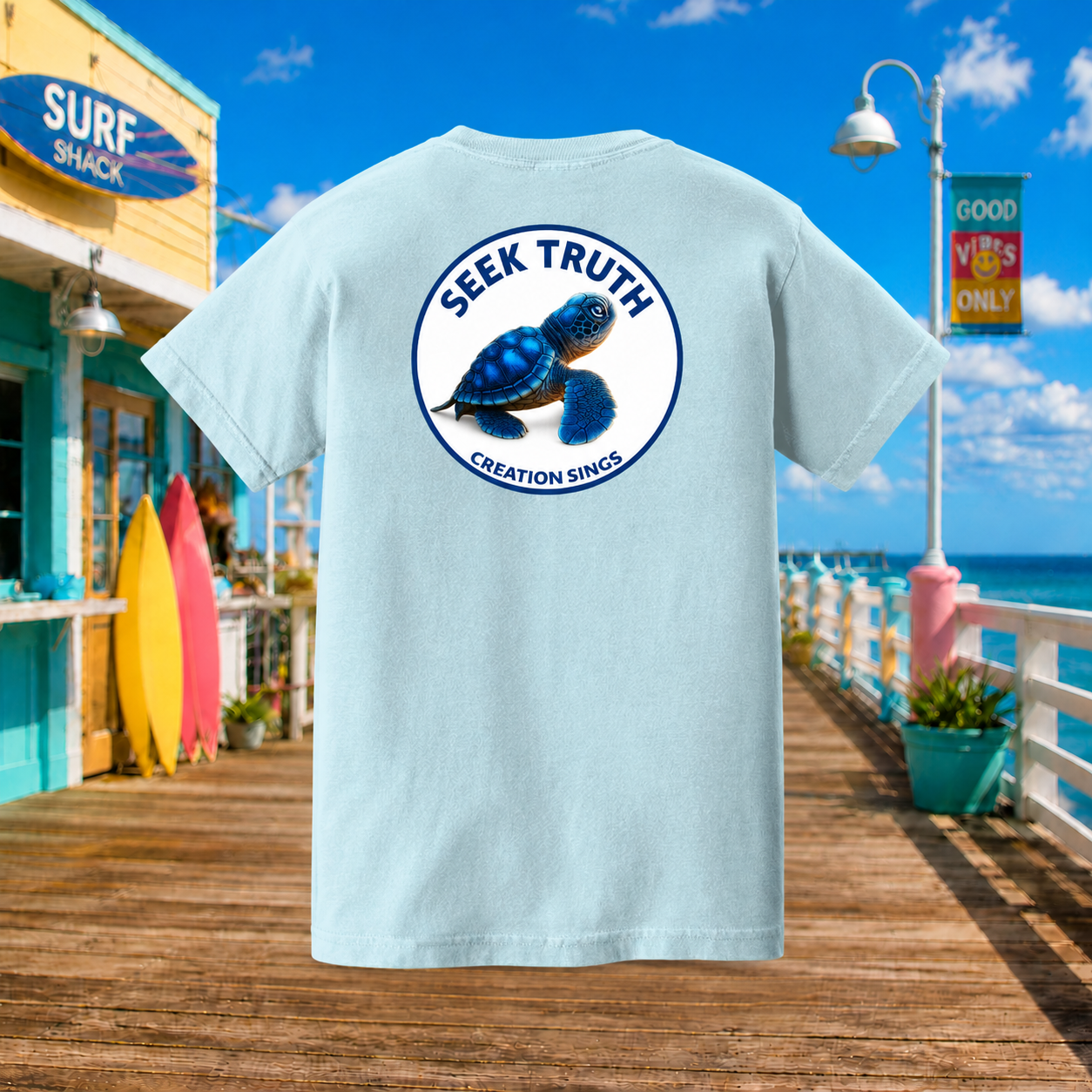 Kids Christian Sea Turtle Hatchling T-Shirt – “Creation Sings” Seek Truth Youth Tee