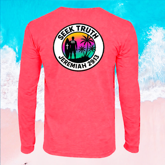 (LS06) Seek Truth Jeremiah 29:13 Christian T-Shirt - Comfort Colors Long Sleeve Tee