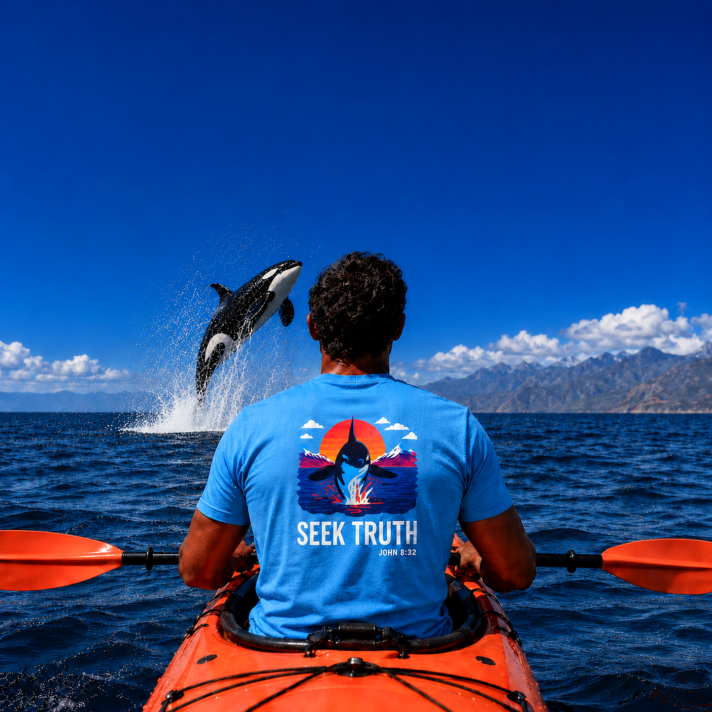 Christian Killer Whale T-Shirt – John 8:32 “Seek Truth” Comfort Colors Tee