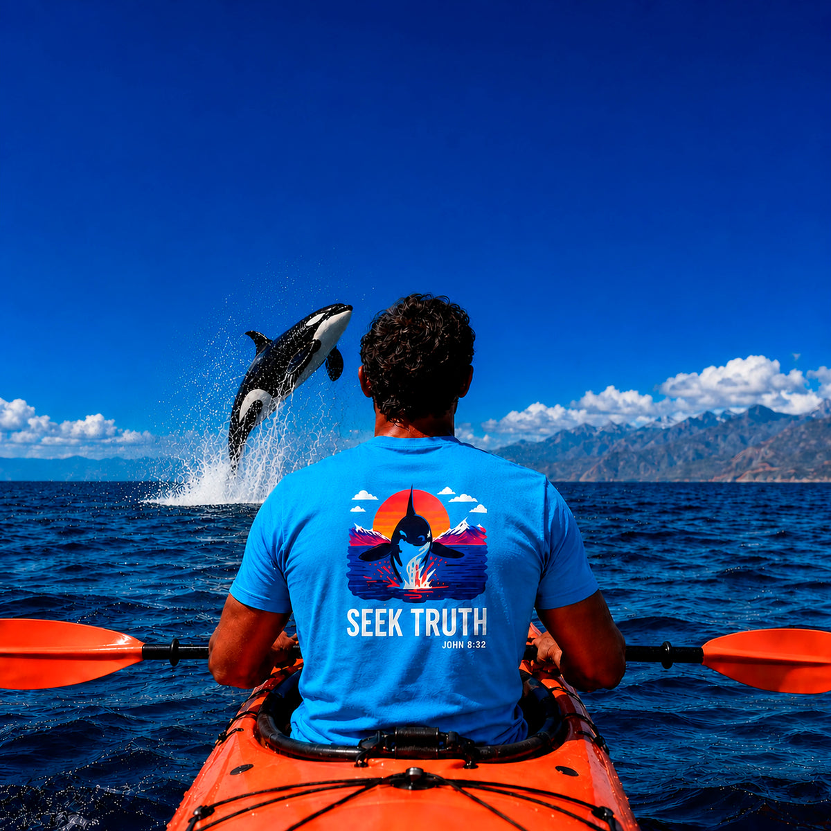 Christian Killer Whale T-Shirt – John 8:32 “Seek Truth” Comfort Colors Tee