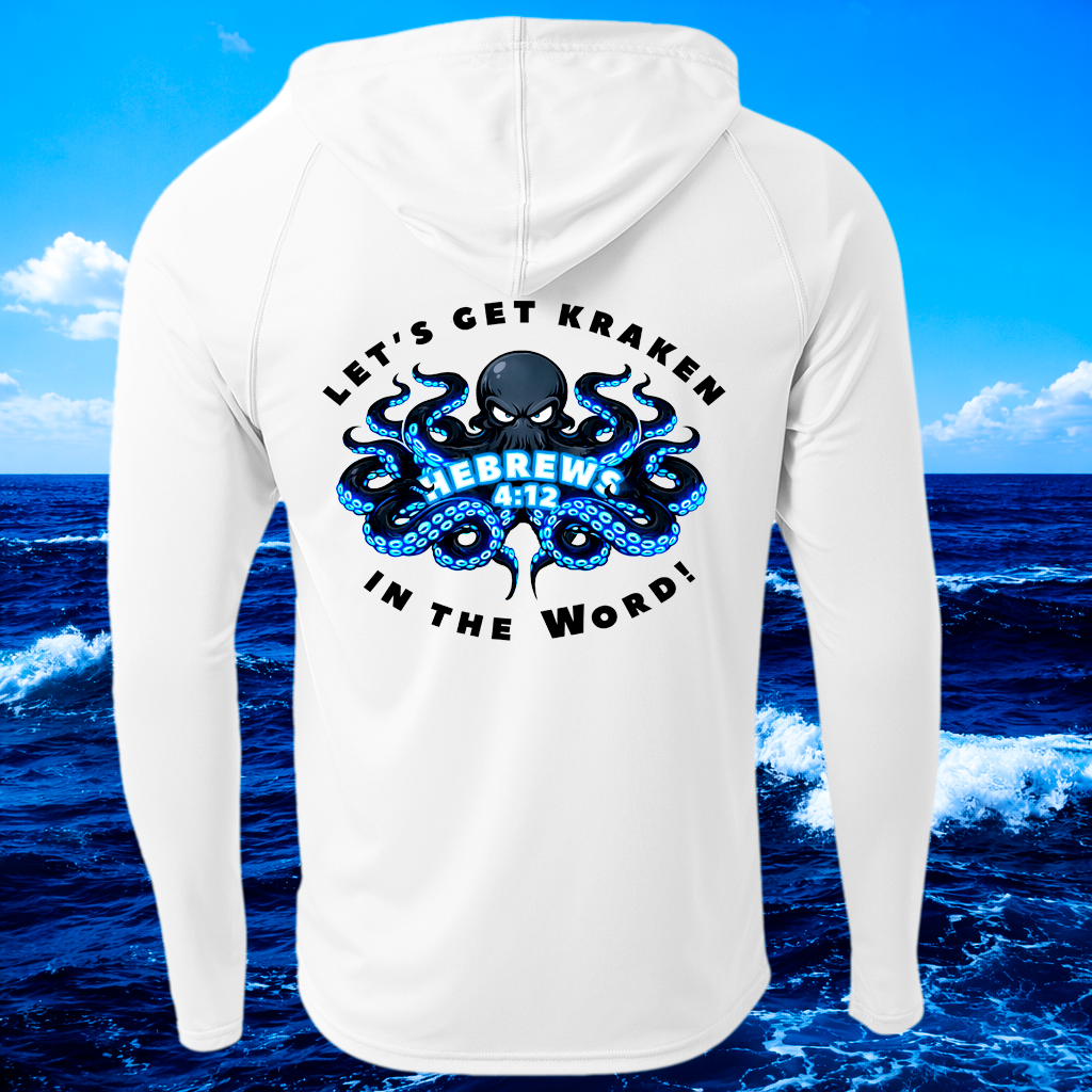 (P05) Seek Truth Hebrews 4:12 Kraken Christian Men's Cooling Performance Long-Sleeve Hooded T-shirt