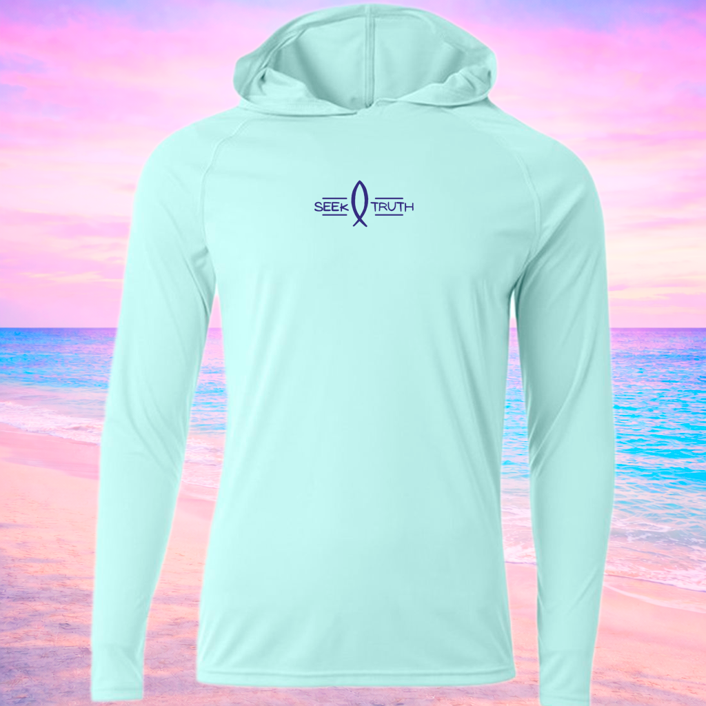 (P03) Seek Truth Psalm 40:5 Mahi-Mahi Christian  A4 Men's Cooling Performance Long-Sleeve Hooded T-shirt