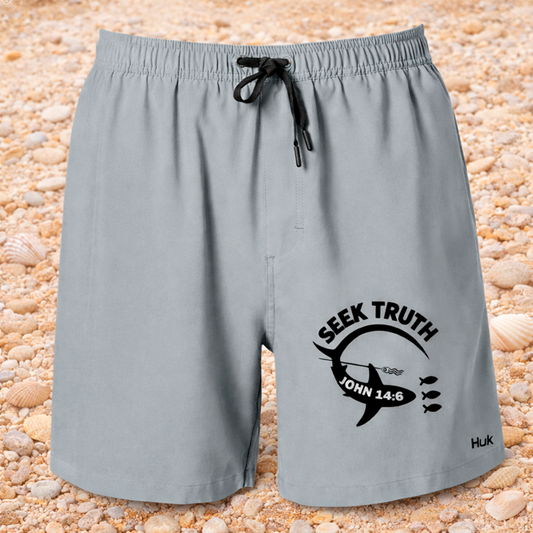 Christian Shark Performance Shorts – John 14:6 Seek Truth HUK Volley Shorts